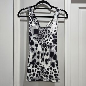 NY&Co Black and White Animal Print Scoop Neck Tank Top